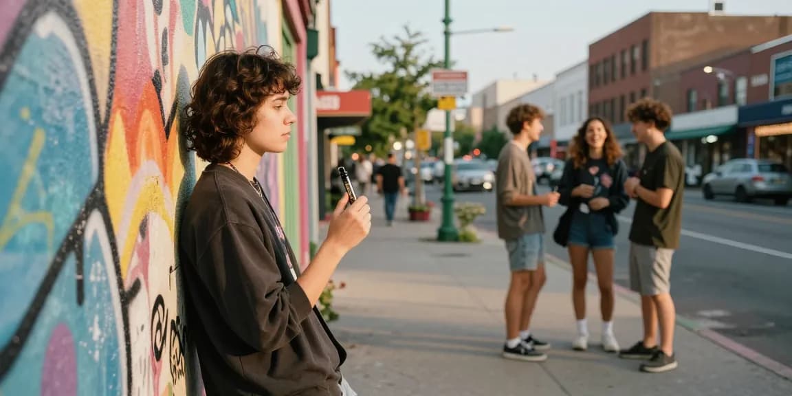 Engaging street scene showcasing a person holding a THC vape pen, perfect for those looking to buy thc vape uk.
