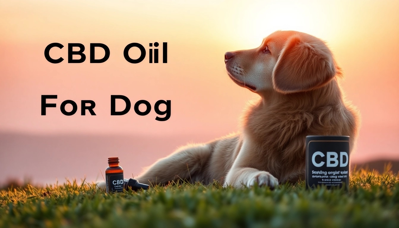 Calm golden retriever enjoying nature with CBD Oil For Dog nearby, conveying wellness.