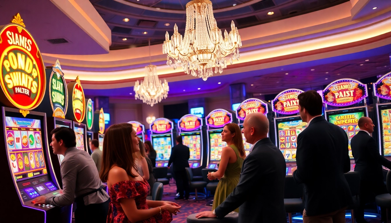 Players enjoying a demo slot pragmatic experience in a luxurious casino setting.