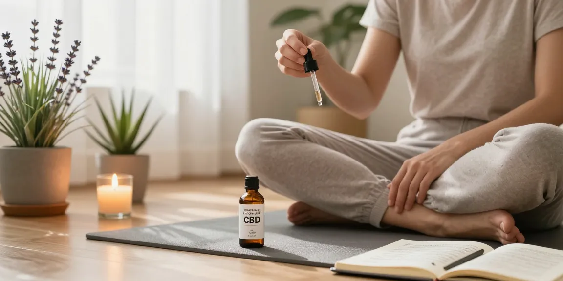 CBD North user applying full-spectrum oil for wellness in a serene home setting.