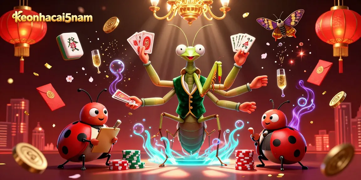Engage in thrilling bets with keonhacai5nam amidst vibrant casino action featuring card games and festive decor.
