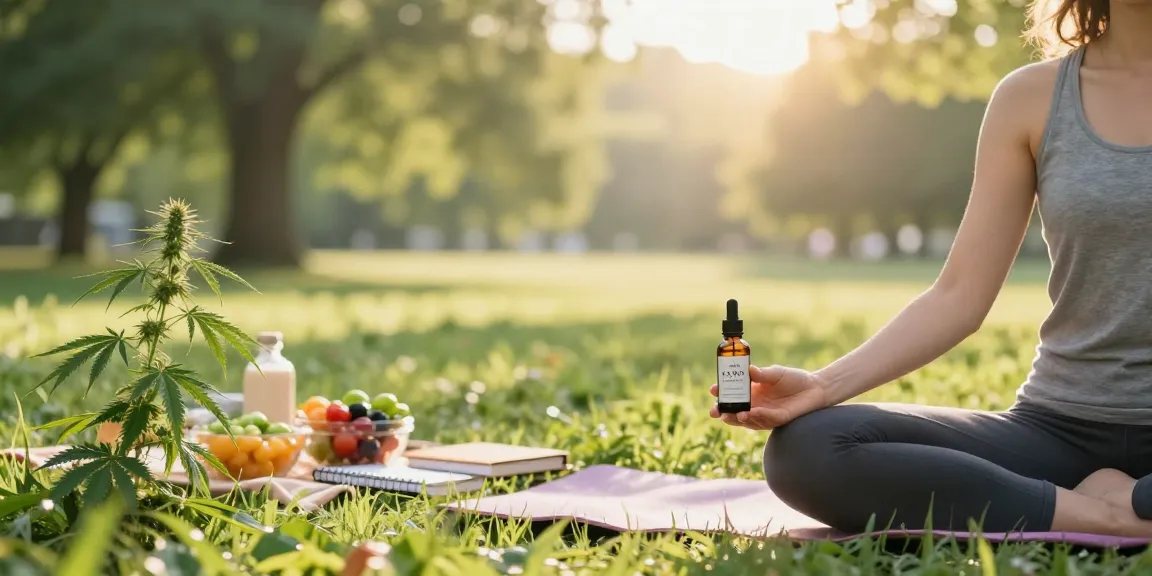 Comprar CBD online y disfrutar de aceites de CBD durante una sesión de yoga al aire libre en un entorno natural y sereno.
