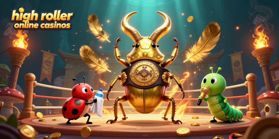 Experience high roller online casinos in a vibrant boxing match featuring unique insect characters.
