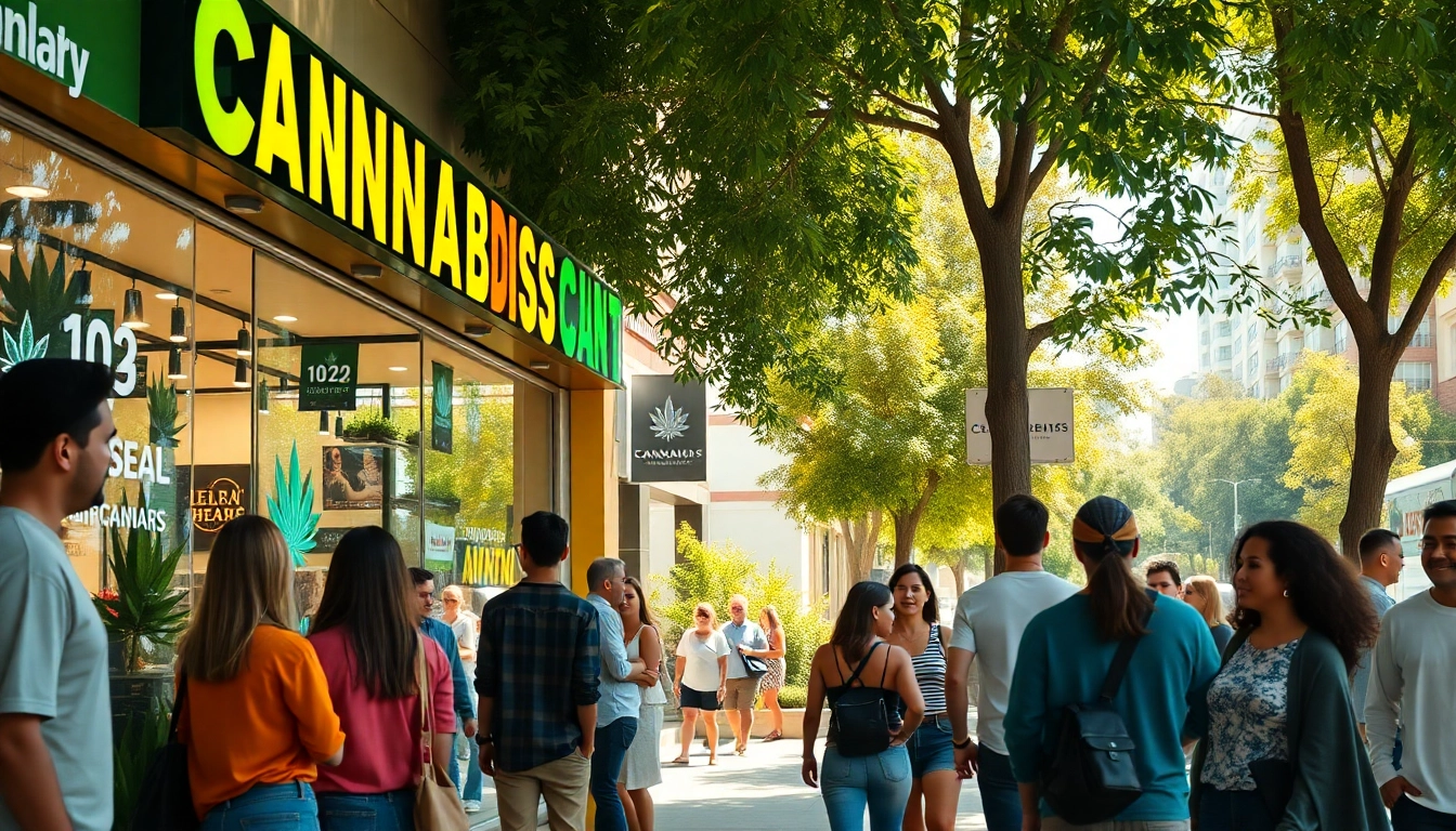 Find out where can you buy weed legally in an inviting street scene featuring a dispensary.