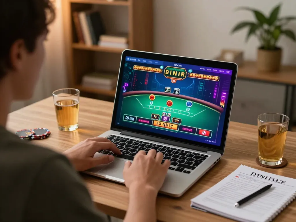 Experience online casino gaming at https://rikvip75.com/ with live blackjack action on a laptop, showcasing strategic play.