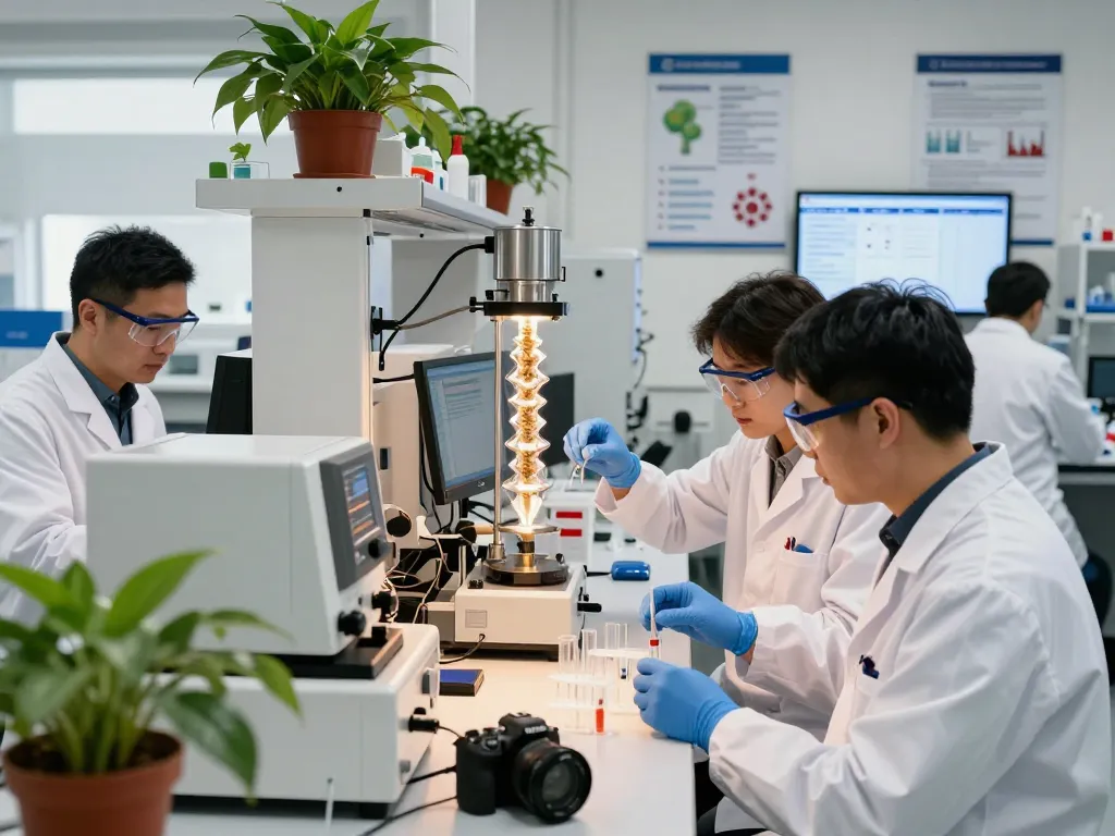 WeeDutch researchers in a lab, advancing cannabinoid extraction with high-tech equipment.