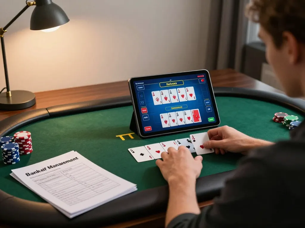 Engaging online gaming session at nhà cái fly88 with a player focusing on poker strategy.