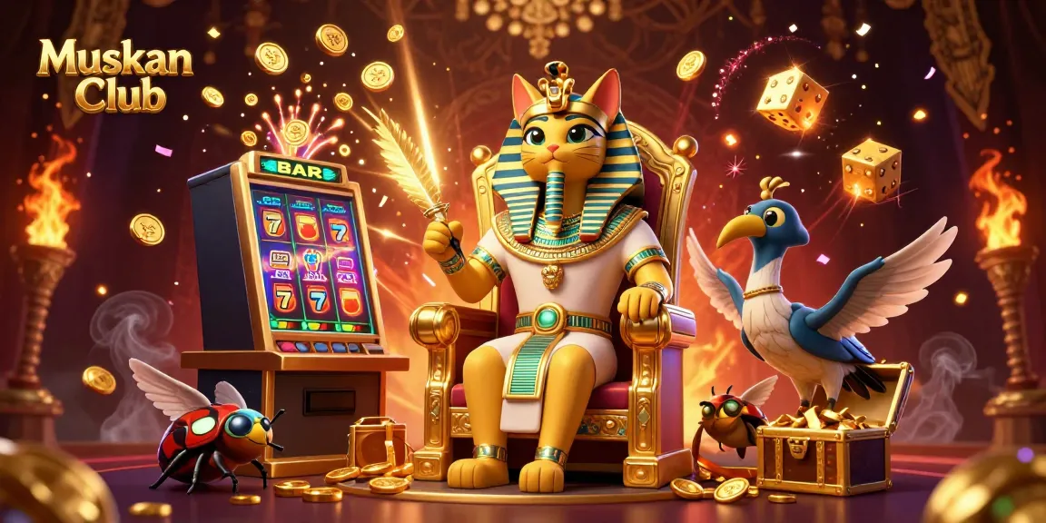 Engage with Muskan Club as the Egyptian pharaoh cat presides over a vibrant casino world with stunning visuals.