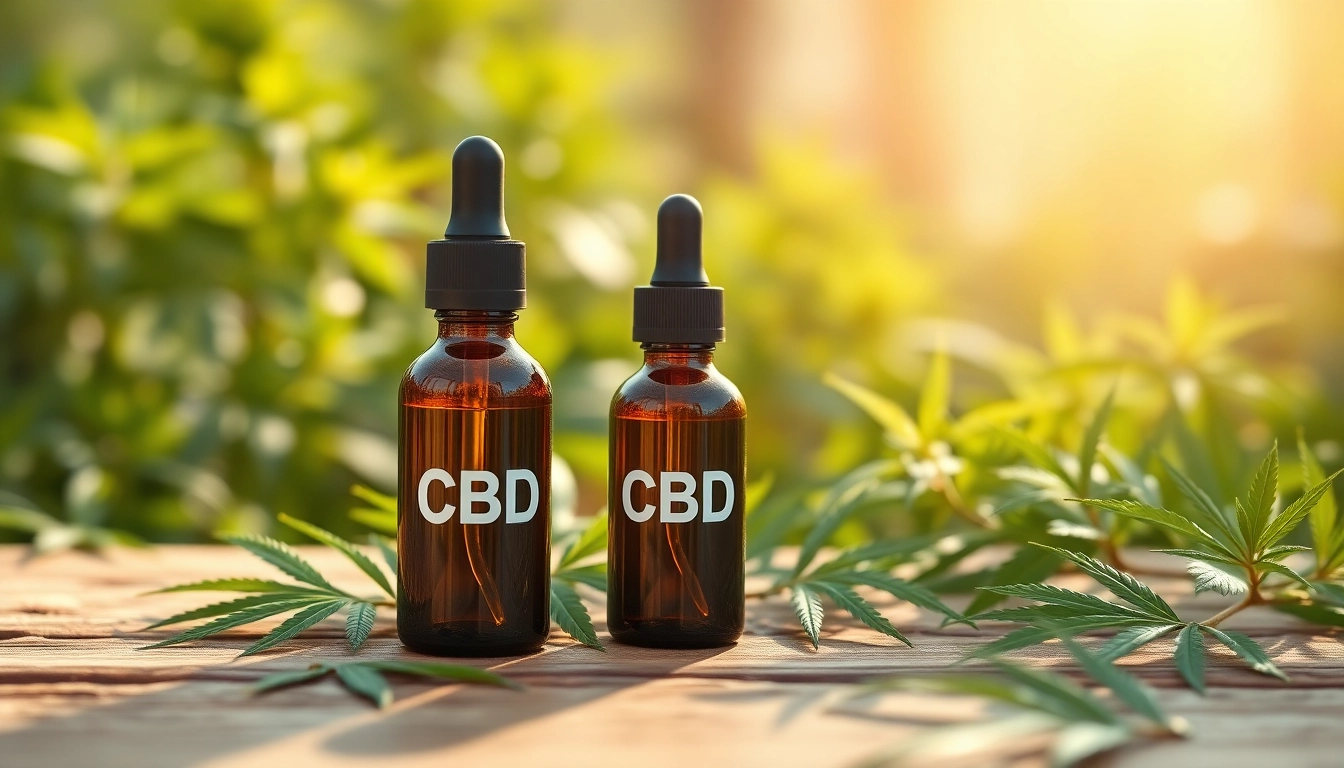 Showcase CBD Oil bottle on a wooden table with fresh hemp leaves, emphasizing natural wellness.