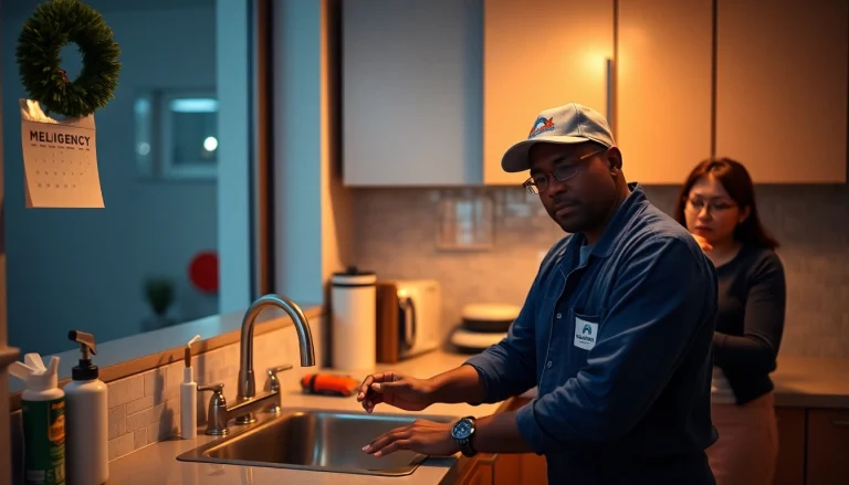 Emergency plumbers on holidays or weekends fixing a kitchen leak in NYC.