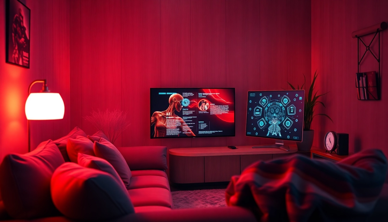 Cozy room for engaging character ai nsfw interactions featuring soft lighting and a futuristic interface.